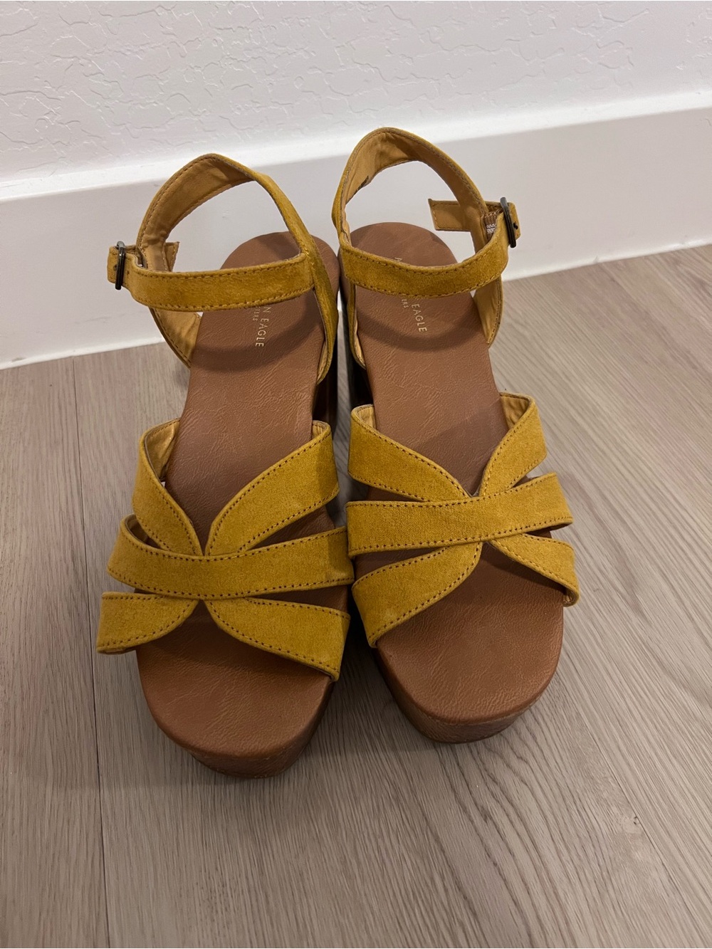 American Eagle - Yellow Suede Platform Sandals size 7